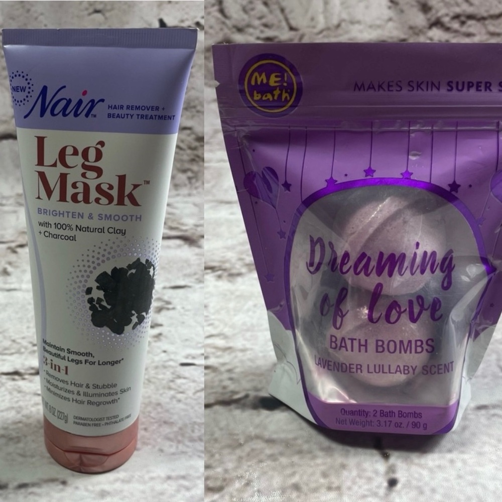 💰5/$20 NWT Nair Leg Clay Mask and Bath Bombs - Purple Self-Care Spa Goodies